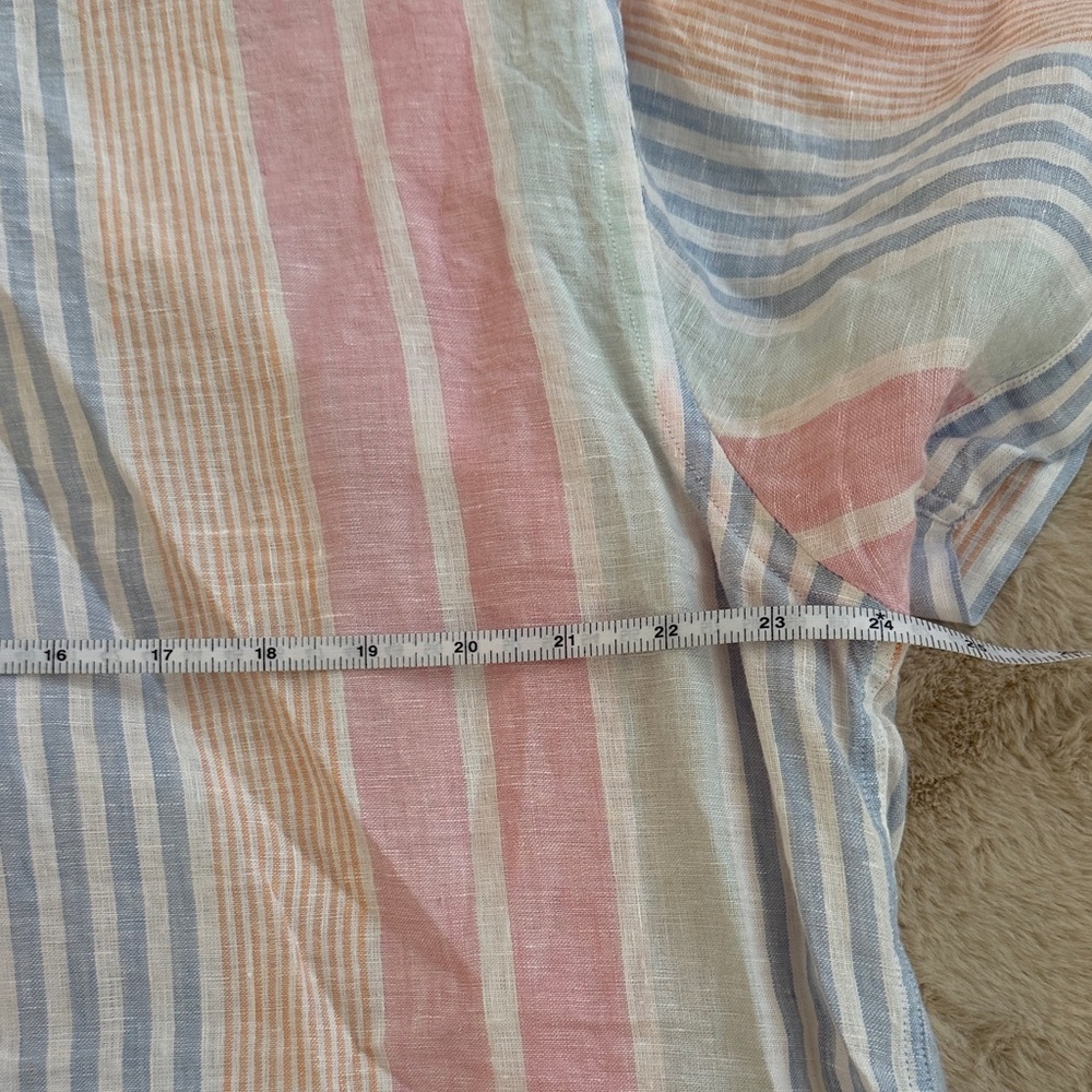 Brooks Brothers Linen Pink, Blue, and Cream Striped Shirt - Picture 10 of 11